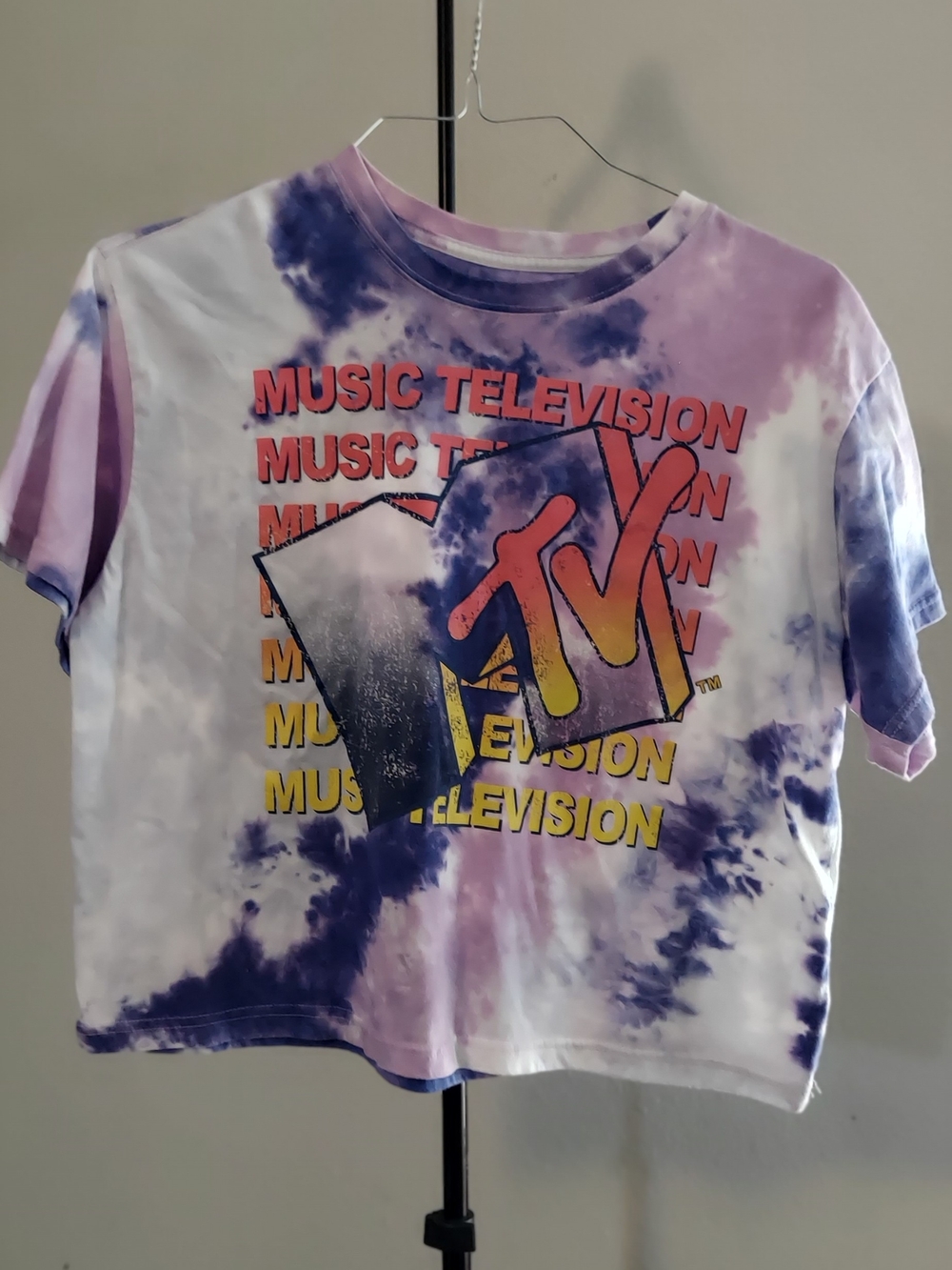 MTV Tie-Dye Logo Tee - Purple, White & Yellow Graphic